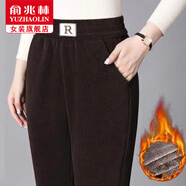 俞兆林休閑褲女2024新款加絨加厚褲秋冬款女氣質(zhì)小個子高腰寬松闊腿褲 咖色【加絨加厚】 XL【適合80-100斤】