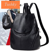 tushky品牌 明星同款雙肩包韓版2026新款女包羊皮旅行背包潮女神節禮物 黑色