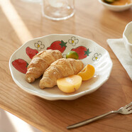 肆月陶瓷碗個(gè)人專(zhuān)用好看的飯碗單個(gè)家用甜品碗微波爐可用釉下彩餐具 【草莓】圓盤(pán)