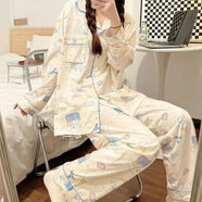 詠穎（YTYIN）詠穎慵懶風(fēng)睡衣夏季女可外穿高顏值2023年新款薄款出門(mén)可穿家居服 雙長(cháng)黃色玉桂狗【套裝】 M80-100斤