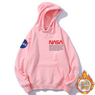 幕后英雄 宇航員NASA春秋款寬松連帽衛衣男女同款情侶裝加絨學(xué)生班服 粉色-加絨 M(165/88A)