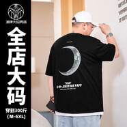 紡布者（PENNY PEI）潮大碼男裝黑色短袖上衣T恤男肥佬胖子加肥加大寬松體恤衫 黑色 3XL (200-225斤)