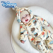 迪士尼（Disney）嬰兒連體羽絨服新生兒冬季外出抱衣男女寶寶冬裝衣服保暖加厚爬服 米色房子 +手腳套 100cm