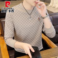 皮爾卡丹2025春秋新款男士長(zhǎng)袖T恤衫加肥加大碼衛(wèi)衣男裝打底小衫潮流秋衣 3373卡色 2XL 135-150斤