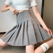 卡維澤 CAVIEZEL百褶裙女短裙春秋季jk制服小裙子學(xué)院風(fēng)高腰顯瘦防走光西裝半身裙 灰色 S 建議85斤以內(nèi)