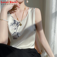 LOVER RUCCI法國真絲吊帶背心女內(nèi)搭外穿無袖上衣夏季桑蠶絲圓領印花打底衫 A81 3XL