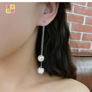 西月錦繡韓國(guó)925銀針珍珠耳線女長(zhǎng)款流蘇冰花耳釘簡(jiǎn)約氣質(zhì)耳線