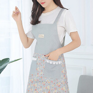 碎花圍裙女日系可愛ins小清新工作服男韓版棉麻布料透氣防水防油家用廚房做飯圍腰2021新款夏天薄款 灰色