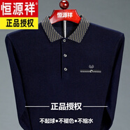 恒源祥長(cháng)袖T恤男羊毛衫薄款翻領(lǐng)口袋丅恤中老年爸爸純色打底針織 8829上青【春秋款】 165/M【建議100-120斤】