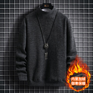 歌古森 青少年冬季加絨毛衣12-15歲男孩高領(lǐng)針織衫初中學(xué)生帥氣潮流大童 1510黑色(加絨) 加厚 M (80-100斤左右)