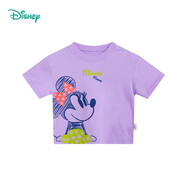 迪士尼寶寶（Disney Baby）迪士尼童裝兒童T恤米奇米妮印花圓領(lǐng)短袖T恤純棉 女童可糖果紫(S1700) 5歲/身高120cm