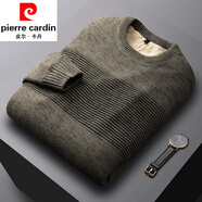 皮爾卡丹（pierre cardin）男裝品牌秋冬季粗針厚款毛衣男全.棉純色針織衫毛衫麻花修身潮 棕色【136款-圓領(lǐng)】 薄款 3XL 適合160-180斤