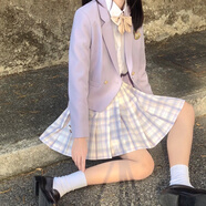 【JK制服官方】| 冬研大 | 定制JK西服外套女秋冬原創(chuàng  )學(xué)院風(fēng)西裝長(cháng)袖制服學(xué)生情侶上衣 淡紫色 S