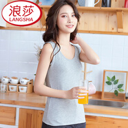 浪莎（LangSha）女背心夏季吊帶性感外穿內搭打底衫上衣百搭顯小吊帶薄款 灰色（工字款） 均碼 （80斤-130斤）