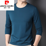 皮爾卡丹（pierre cardin）2024圓領(lǐng)男士長(zhǎng)袖t恤春秋薄款純色棉體恤打底衫秋裝上衣 哈青色 XL (175)