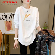 LOVER RUCCI中長款打底衫春秋內搭小個子長款長袖t恤女遮屁股鯊魚褲搭配上衣 998-97B白色 S 適合75-95斤