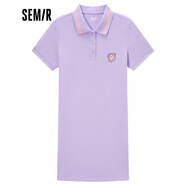 森馬森馬連衣裙女刺繡直筒裙可愛(ài)夏季新款甜美撞色polo裙元氣百搭 紫羅蘭7310 175/96A/XXL