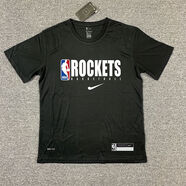 騰訊體育nba短袖投籃服美式籃球短袖湖人籃網(wǎng)勇士庫里速干美式訓練短袖 火箭黑色【速干短袖】 2XL 體重【150-170】斤