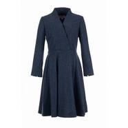 白領(lǐng)灰藍彩點(diǎn) V領(lǐng)半圍裹長(cháng)袖連衣裙HUILCD18-301 灰藍彩點(diǎn) 160/M