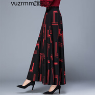 vuzrmm輕奢秋冬新款復古提花高腰半身裙女長(cháng)裙百搭中年廣場(chǎng)舞大擺裙子 B紅七幾何松緊腰 L 2.2-2.3尺腰圍