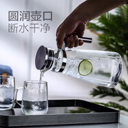 ORTOR涼水壺玻璃家用冷水壺大容量水壺涼水杯可加熱茶水壺果汁壺手柄壺 圓柄壺+壺刷1個(gè)+壺墊1個(gè) 1.6L