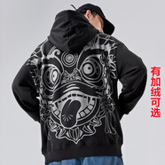 PLAY FOG 衛(wèi)衣男女醒獅刺繡秋冬純棉圓領oversize寬松潮流情侶衛(wèi)衣外套 9176醒獅黑色 3XL碼（建議210-230斤）