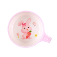 五和（WUHE）輔食碗兒童餐具寶寶吃飯碗卡通帶手柄嬰幼兒碗耐樹(shù)脂食品級(jí)防燙 兔子單柄碗300ML
