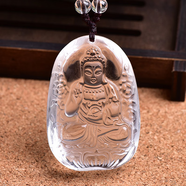 晶妍珠寶 天然白水晶八大守護神菩薩吊墜 十二生肖本命佛掛墜男女款節(jié)日 屬豬屬狗 -- 阿彌陀佛 高檔珠子鏈款