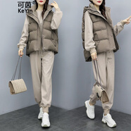 可茵（Keyin）加厚馬甲衛(wèi)衣女裝套裝女2024年秋冬新款減齡衛(wèi)衣馬甲外套三件裝女 衛(wèi)衣+褲子【單件】 L (建議120斤內(nèi))