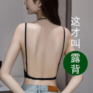 蜜桃杯露背內(nèi)衣小胸聚攏隱形超低漏背吊帶裙專用大u形美背文胸交叉夏季 小胸聚攏露背專用-黑色 75B 上薄下厚約3cm