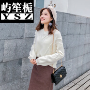 婦女換季穿的ins早秋新雞心領(lǐng)網(wǎng)紅毛衣女慵懶風 流蘇寬松套頭針織衫長袖外穿 清新白 S
