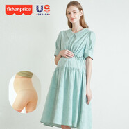 費(fèi)雪（Fisher-Price）費(fèi)雪孕婦裝夏裝孕婦夏天減齡娃娃裙子夏季不顯懷上衣孕晚期連衣裙 青瓷色連衣裙+膚色安全褲 XL【140-160斤適穿】