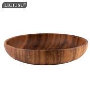 LIUIUSU實(shí)木碗 日式整木碗加厚相思木圓碗 加大號(hào)無漆環(huán)保兒童飯碗沙拉碗 整木淺口碗-加大號(hào)24*4.5cm