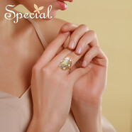 special歐美風(fēng)氣質(zhì)貝殼指環(huán)戒指開(kāi)口可調節氣質(zhì)個(gè)性顯白 淺咖色 古金色戒指