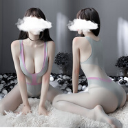 曼煙 情趣內衣 女誘惑情趣睡衣網(wǎng)衣網(wǎng)襪連體連身絲襪捆綁全身開(kāi)襠免脫透乳緊身衣 性感灰色連體襪 灰色 7956