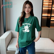 Halo Queen短袖T恤女夏款涼感小龍人印花T恤寬松大版顯瘦上衣 H133T1568