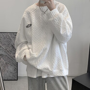 卡圖弛中山衛(wèi)衣男春秋款潮流華夫格長袖運動套裝韓版休閑三件套衣服男裝 白色衛(wèi)衣 3XL