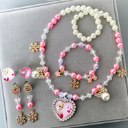 兒童項鏈飾品戒指女公主可愛(ài)寶寶小孩首飾套裝女童配飾韓國時(shí)尚 3#粉色愛(ài)心冰雪公主款