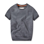 VPVZ秋冬季純色圓領(lǐng)短袖衛衣男加絨加厚套頭T恤歐美大碼純棉打底衫潮 DXR01-深灰 【95-110斤建議M碼】