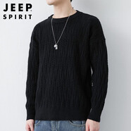 JEEP SPIRIT吉普毛衣男秋冬季韓版針織衫男士波紋毛線(xiàn)衣打底衫 黑色 2XL 