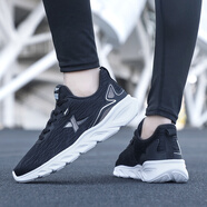 特步（XTEP）男鞋跑步鞋黑色運動(dòng)鞋冬季青年網(wǎng)面透氣休閑鞋子輕便飛織學(xué)生跑鞋 黑色-飛織網(wǎng)面 39