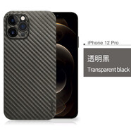 麥麥米適用iPhone 12 Pro Max手機殼碳纖維紋蘋(píng)果12pro超薄透明保護套凱夫拉紋創(chuàng  )意男 iPhone 12 Pro【6.1】透明黑