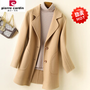 皮爾卡丹（pierre cardin）毛呢大衣女大衣2023年冬季新款韓國女裝雙面羊絨大衣中長款赫本風 駝色 M 100-115斤