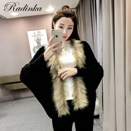 Radinka2024秋冬新款寬松毛領(lǐng)毛衣開衫氣質(zhì)優(yōu)雅時(shí)尚設(shè)計(jì)感針織衫外套MYY 黑色 均碼
