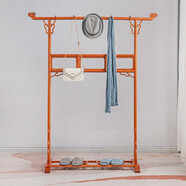 宗木府衣帽架全實(shí)木新中式臥室落地掛衣架包架客廳玄關(guān)衣架置物架 L款：長(cháng)145*寬48*高168cm