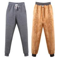 猶抱琵琶加絨加厚休閑褲女冬季外穿保暖加絨褲寬松運動(dòng)褲羊羔絨暖暖褲衛褲 灰色（加絨） M建議88-98斤