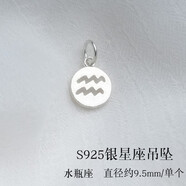 銀典工坊 S925銀十二星座圓牌吊墜小滴流水晶手串手鏈diy飾品配件 S925銀十二星座圓牌-水瓶座/個