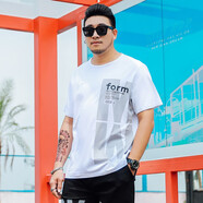 情緣貴族（QINGYUANGUIZU）大碼男裝夏季加肥加大肥佬短袖T恤寬松純棉潮胖子衣服肥胖人半袖 T67白色 3XL(191斤到210斤)