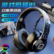 奇聯(lián)BH10藍(lán)牙耳機(jī)頭戴式無線重低音降噪電競吃雞游戲耳麥適用于蘋果安卓手機(jī)臺(tái)式筆記本電腦男女生 尊享版黑色-配雙插頭有線麥克風(fēng)