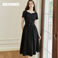 ROEYSHOUSE羅衣法式大擺連衣裙女夏季新款減齡蝴蝶結(jié)赫本風小黑裙10650 黑色 S （建議拍前聯(lián)系客服確認哦）